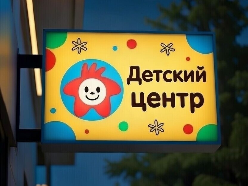 Яркая вывеска детского центра